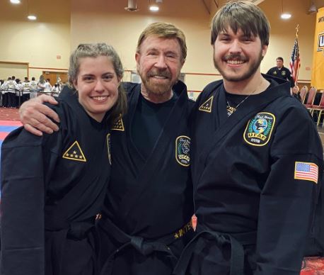 Dakota Alan Norris with his twin and father Chuck Norris